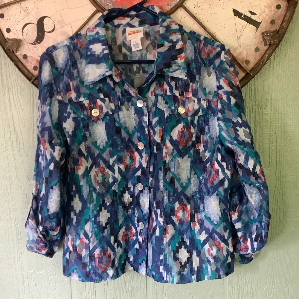 Ruby Rd. Size 14 Multicolor Button Down Shirt